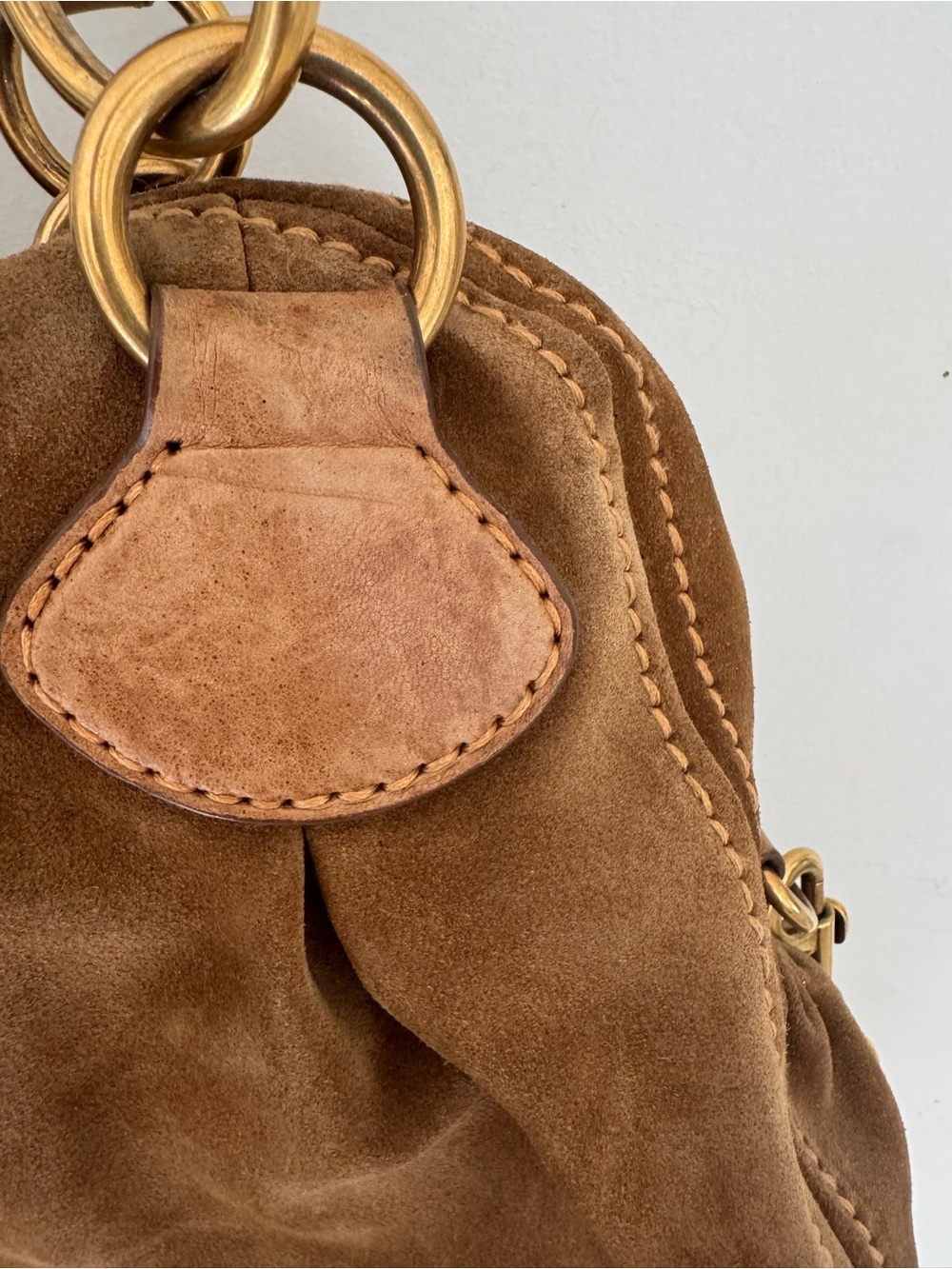 Miu Miu Brown Suede Shoulder Bag with Gold Hardware - Picture 12 of 14
